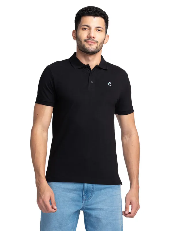 Being Human Regular Fit Men Polo Neck T-Shirts-Black