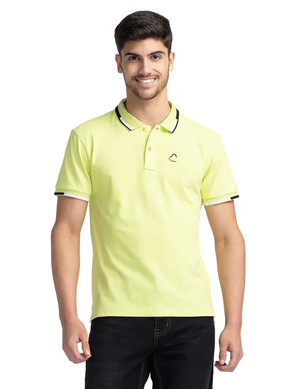 Being Human Regular Fit Men Polo Neck T-Shirts-Acid Green