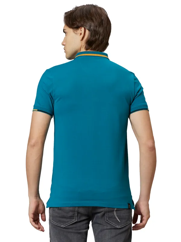 Being Human Clothing Men Regular Fit Polo Neck T-Shirts-Dark Teal