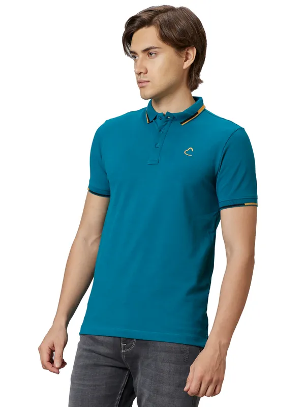 Being Human Clothing Men Regular Fit Polo Neck T-Shirts-Dark Teal