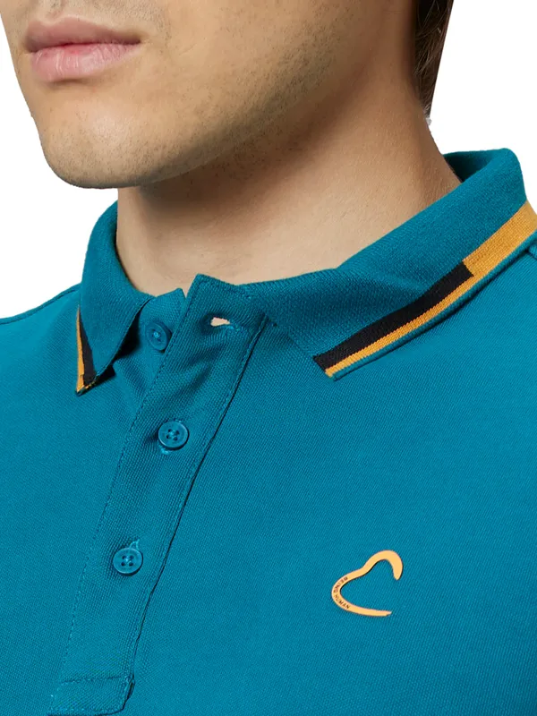 Being Human Clothing Men Regular Fit Polo Neck T-Shirts-Dark Teal