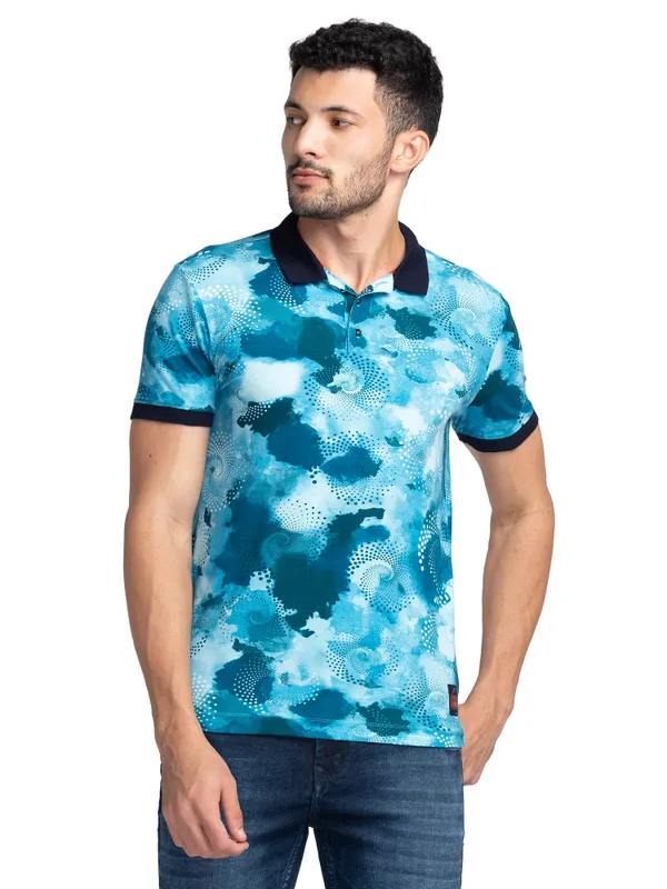 Being Human Clothing Men Regular Fit Polo Neck T-Shirts-Blue
