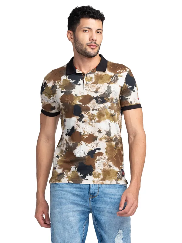 Being Human Clothing Men Regular Fit Polo Neck T-Shirts-Brown