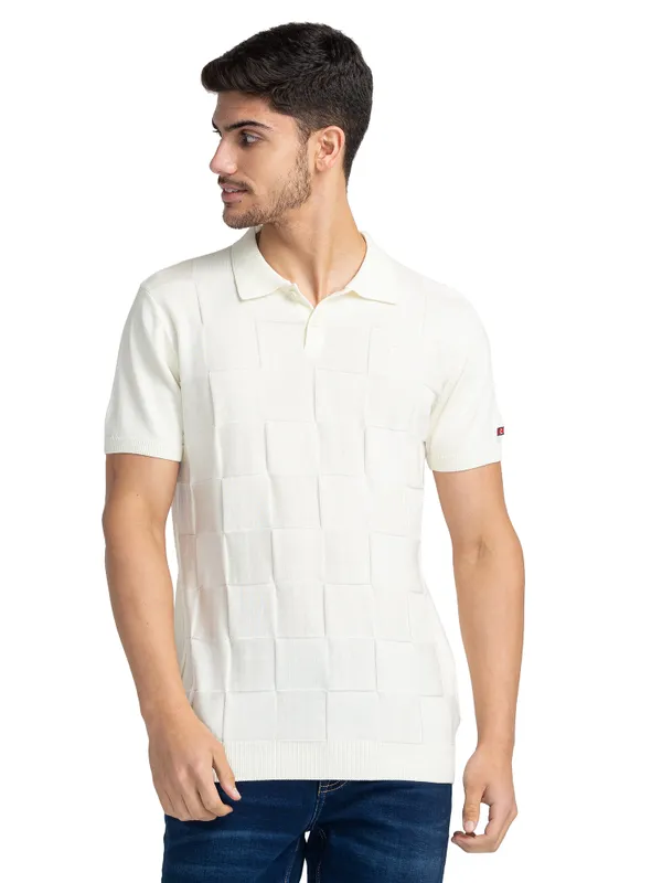 Being Human Regular Fit Men Polo Neck T-Shirts-Winter White