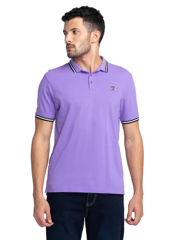 Being Human Regular Fit Men Polo Neck T-Shirts-Purple