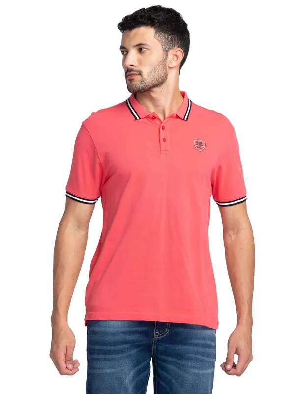 Being Human Regular Fit Men Polo Neck T-Shirts-Red