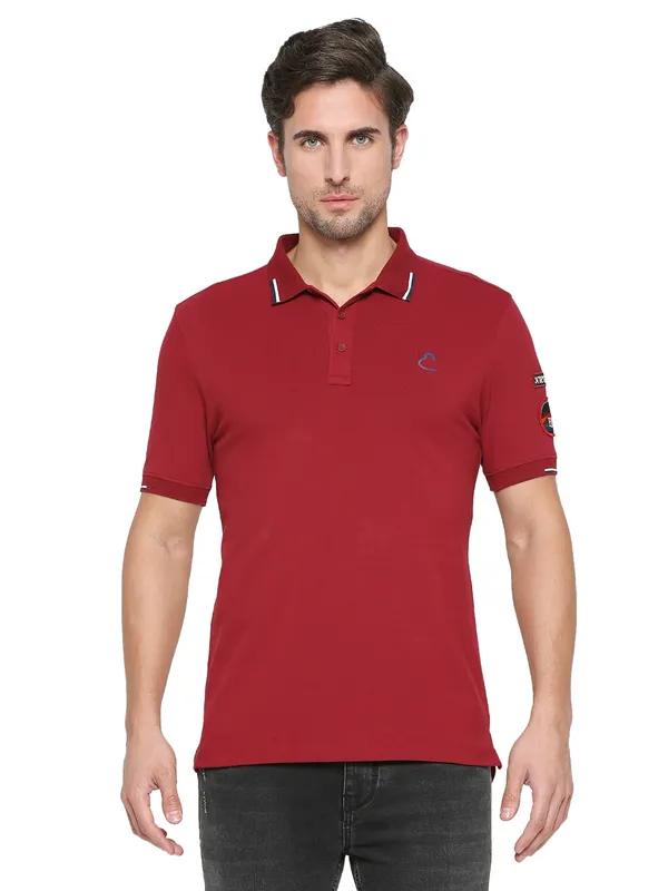 Being Human Regular Fit Men Polo Neck T-Shirts-Red