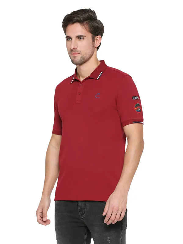 Being Human Regular Fit Men Polo Neck T-Shirts-Red