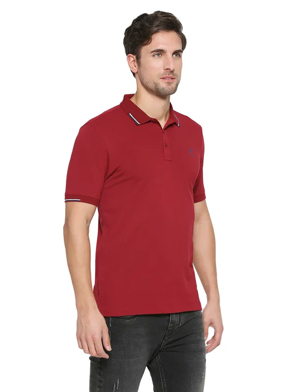 Being Human Regular Fit Men Polo Neck T-Shirts-Red