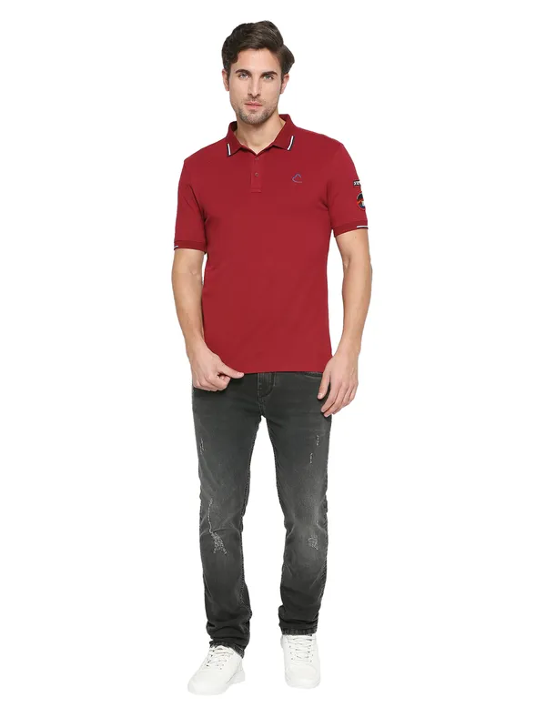 Being Human Regular Fit Men Polo Neck T-Shirts-Red