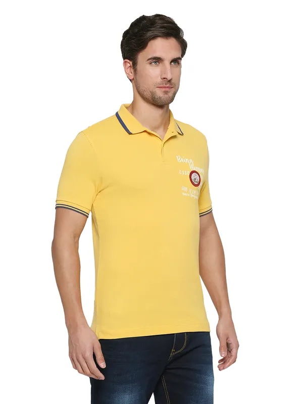 Being Human Clothing Men Regular Fit Polo Neck T-Shirts-Yellow