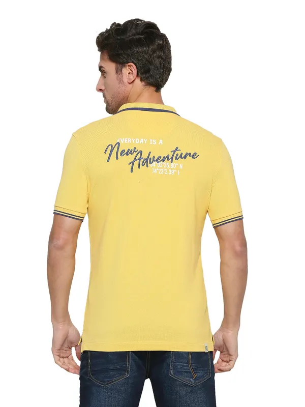 Being Human Clothing Men Regular Fit Polo Neck T-Shirts-Yellow