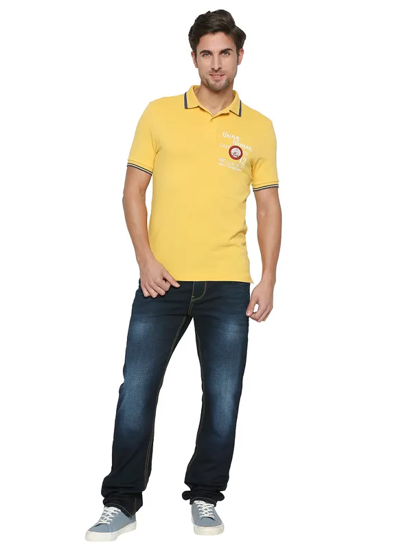 Being Human Clothing Men Regular Fit Polo Neck T-Shirts-Yellow