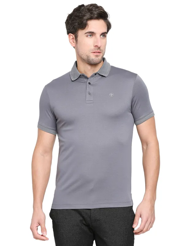 Being Human Regular Fit Men Polo Neck T-Shirts-Dark Grey
