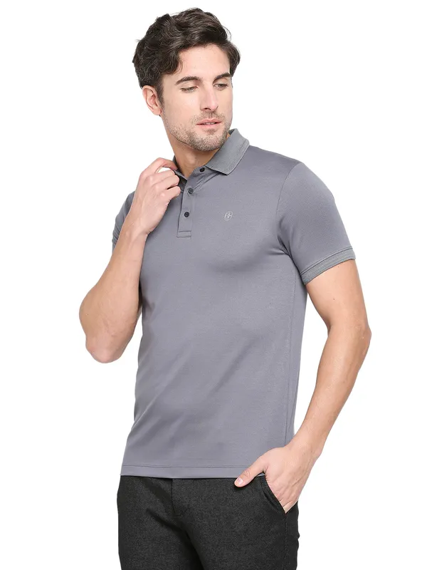 Being Human Regular Fit Men Polo Neck T-Shirts-Dark Grey