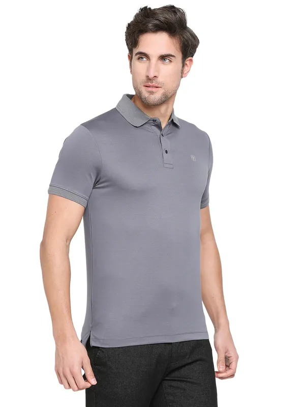 Being Human Regular Fit Men Polo Neck T-Shirts-Dark Grey