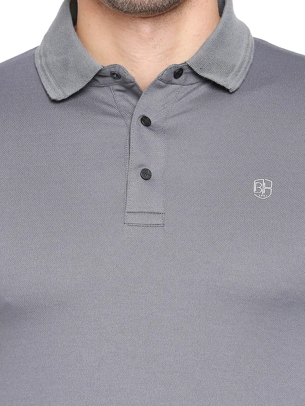 Being Human Regular Fit Men Polo Neck T-Shirts-Dark Grey