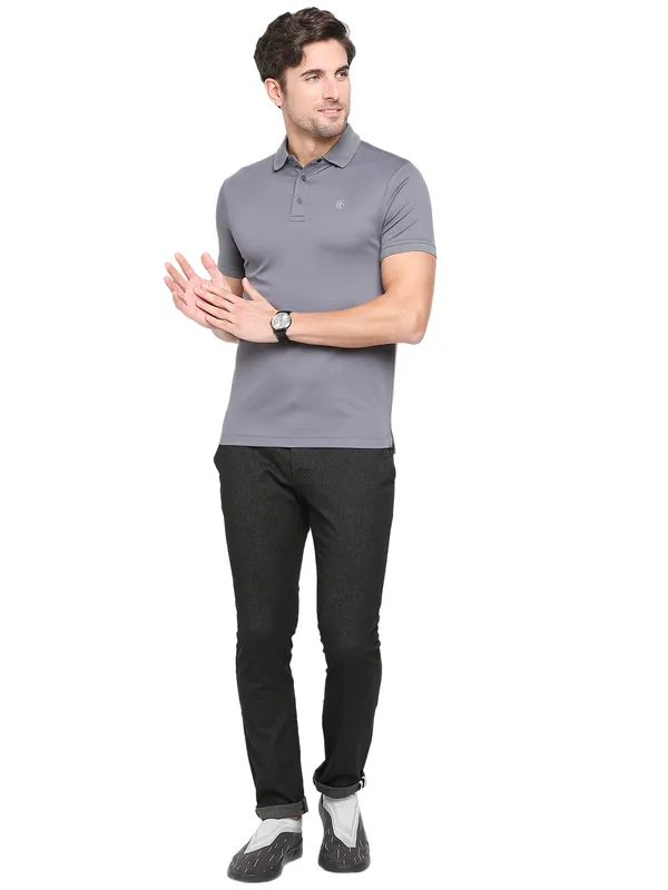 Being Human Regular Fit Men Polo Neck T-Shirts-Dark Grey