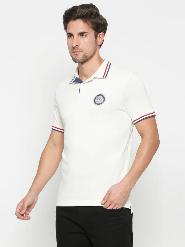 Being Human Clothing Men Regular Fit Polo Neck T-Shirts-Snow White