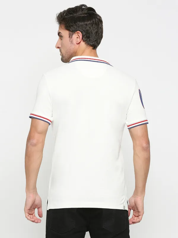 Being Human Clothing Men Regular Fit Polo Neck T-Shirts-Snow White