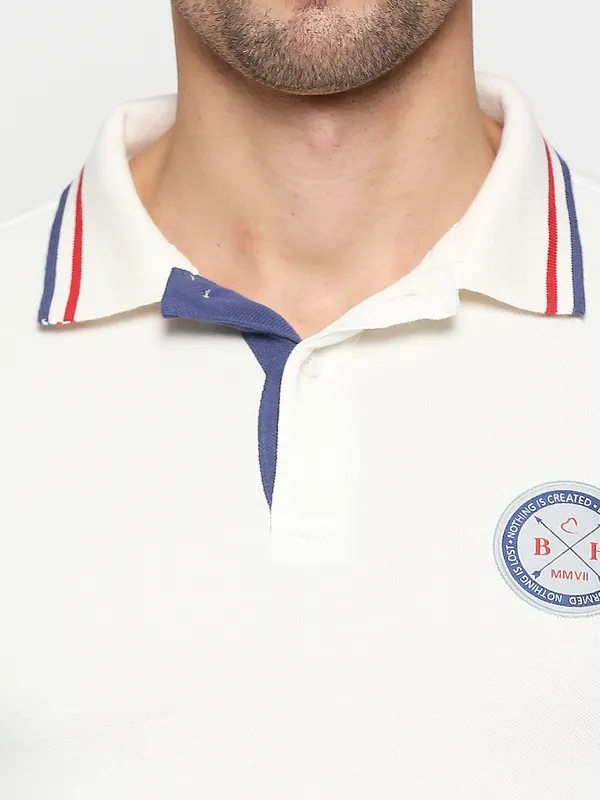 Being Human Clothing Men Regular Fit Polo Neck T-Shirts-Snow White