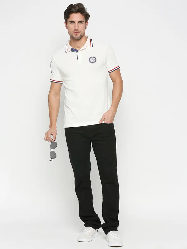 Being Human Clothing Men Regular Fit Polo Neck T-Shirts-Snow White