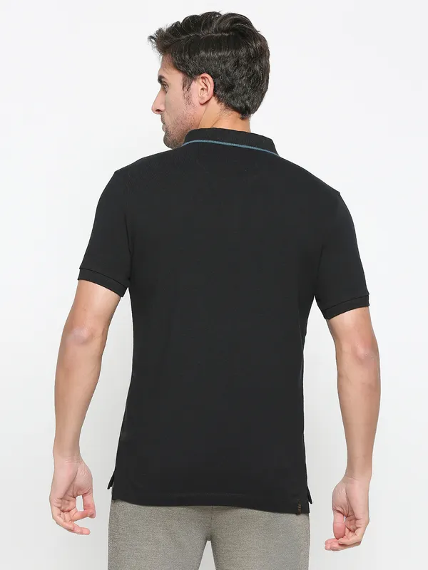Being Human Clothing Men Regular Fit Polo Neck T-Shirts-Black