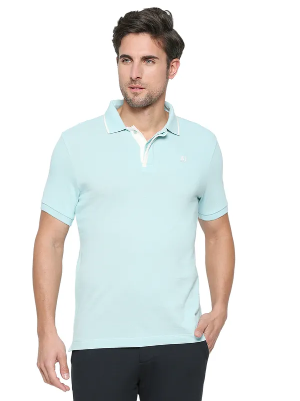 Being Human Clothing Men Regular Fit Polo Neck T-Shirts-Ice Blue