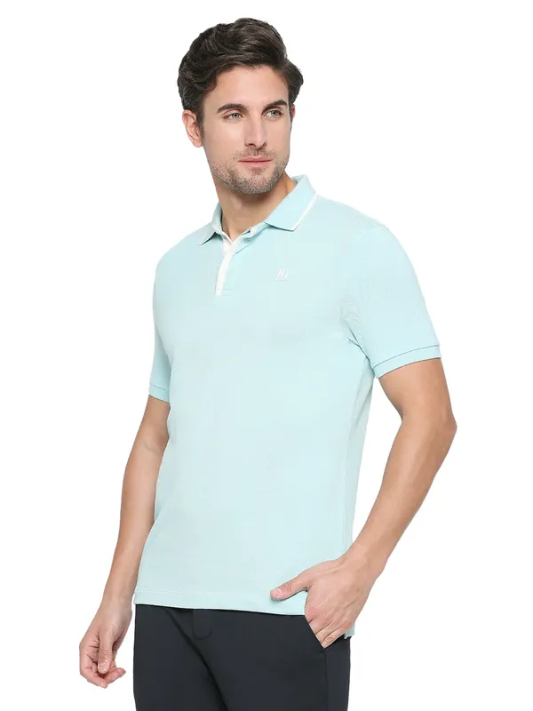 Being Human Clothing Men Regular Fit Polo Neck T-Shirts-Ice Blue