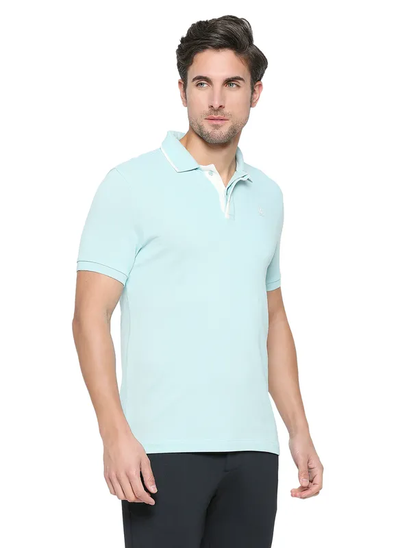 Being Human Clothing Men Regular Fit Polo Neck T-Shirts-Ice Blue