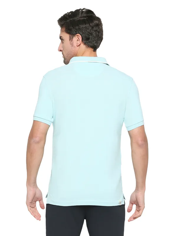 Being Human Clothing Men Regular Fit Polo Neck T-Shirts-Ice Blue