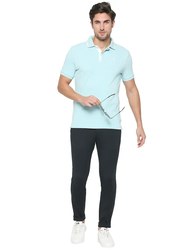 Being Human Clothing Men Regular Fit Polo Neck T-Shirts-Ice Blue