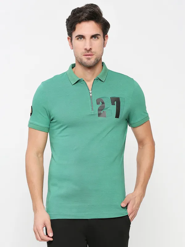 Being Human Clothing Men Regular Fit Polo Neck T-Shirts-Jet Black