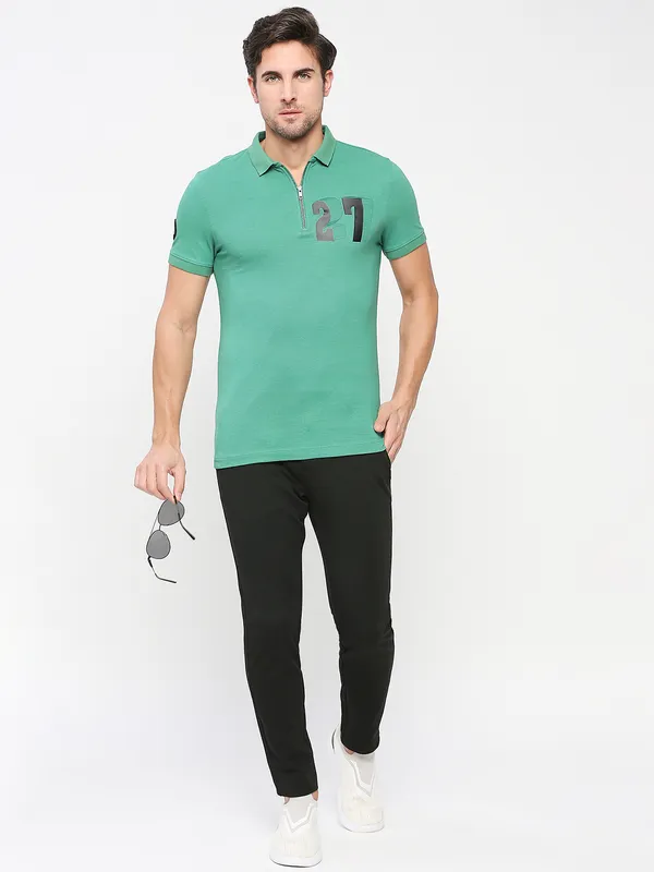 Being Human Clothing Men Regular Fit Polo Neck T-Shirts-Jet Black