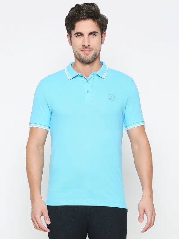 Being Human Regular Fit Men Polo Neck T-Shirts-Aquarius