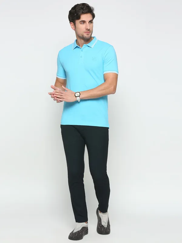 Being Human Regular Fit Men Polo Neck T-Shirts-Aquarius