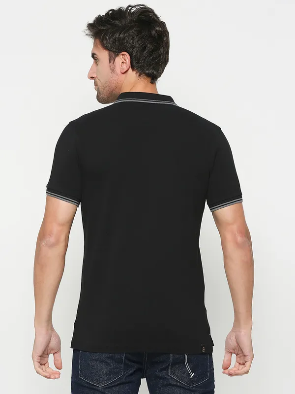 Being Human Regular Fit Men Polo Neck T-Shirts-Black