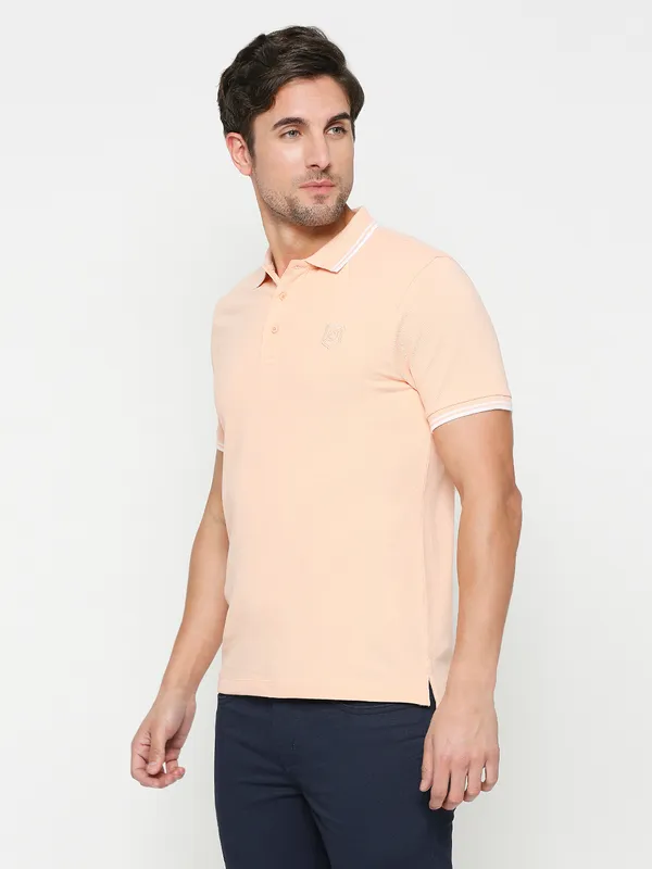 Being Human Regular Fit Men Polo Neck T-Shirts-Peach Parfait