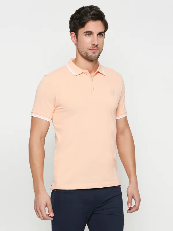 Being Human Regular Fit Men Polo Neck T-Shirts-Peach Parfait