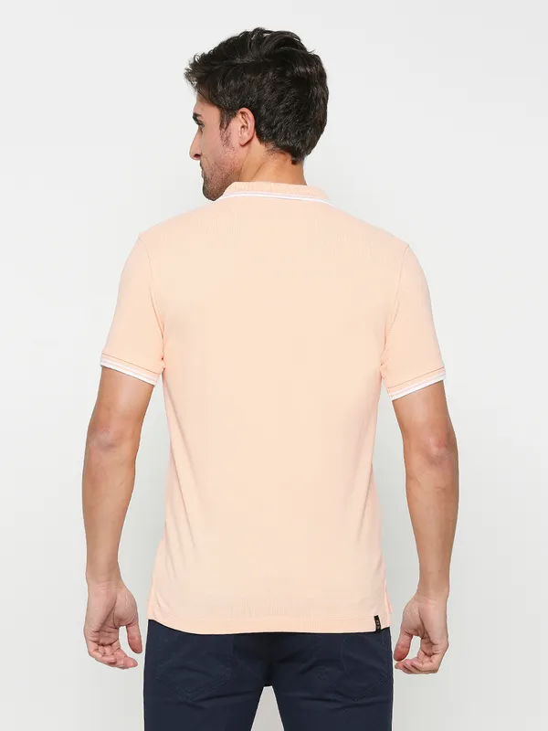 Being Human Regular Fit Men Polo Neck T-Shirts-Peach Parfait