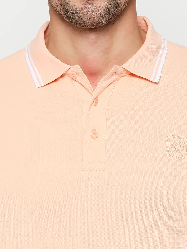 Being Human Regular Fit Men Polo Neck T-Shirts-Peach Parfait