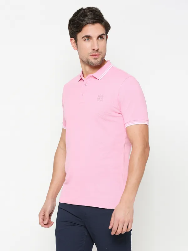 Being Human Regular Fit Men Polo Neck T-Shirts-Sachet Pink