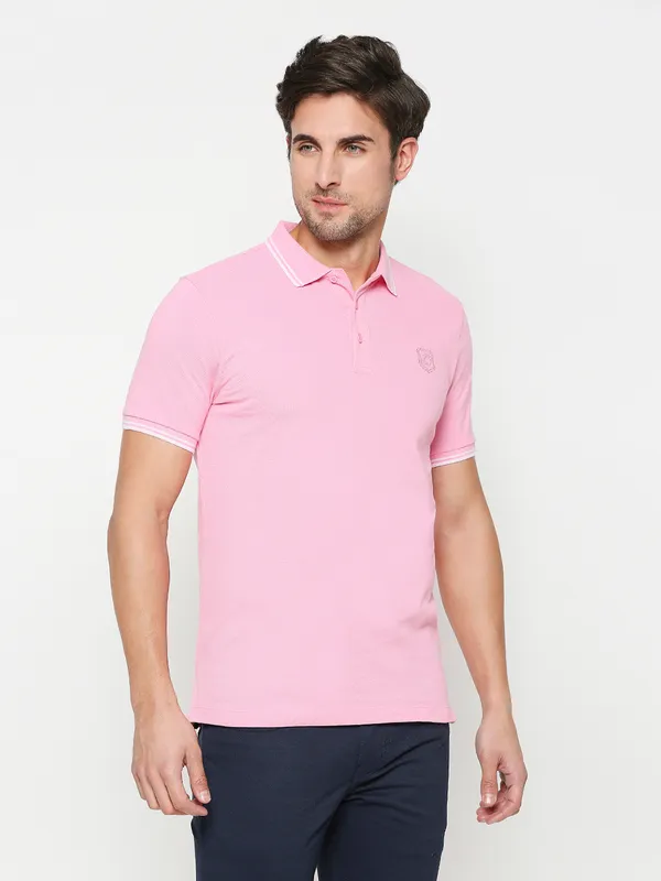 Being Human Regular Fit Men Polo Neck T-Shirts-Sachet Pink