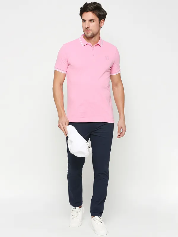 Being Human Regular Fit Men Polo Neck T-Shirts-Sachet Pink