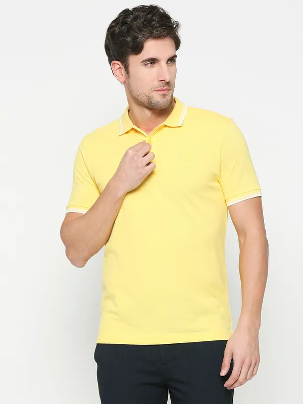 Being Human Regular Fit Men Polo Neck T-Shirts-Vibrant Yellow