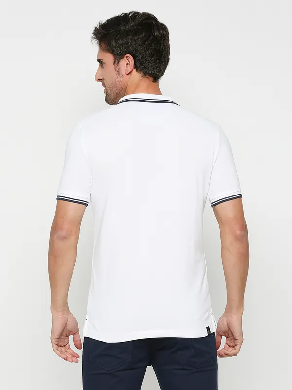 Being Human Regular Fit Men Polo Neck T-Shirts-White