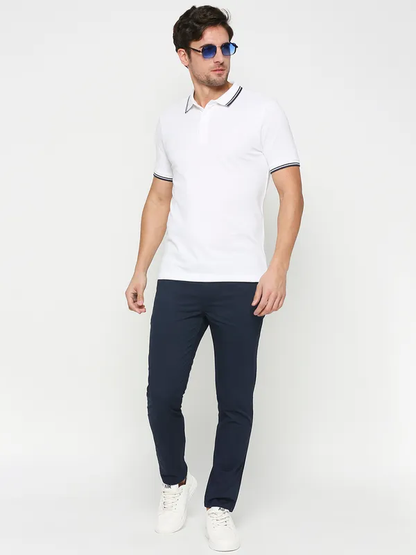 Being Human Regular Fit Men Polo Neck T-Shirts-White