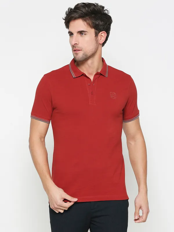 Being Human Regular Fit Men Polo Neck T-Shirts-Winery