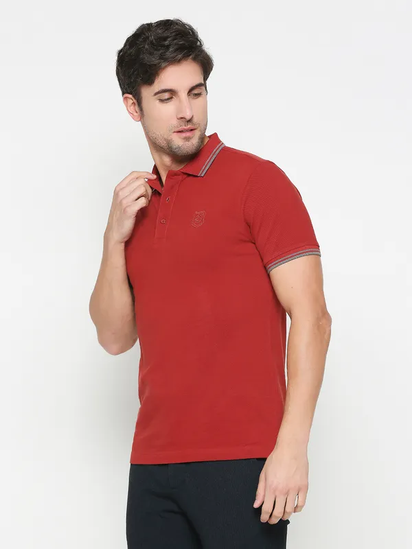 Being Human Regular Fit Men Polo Neck T-Shirts-Winery