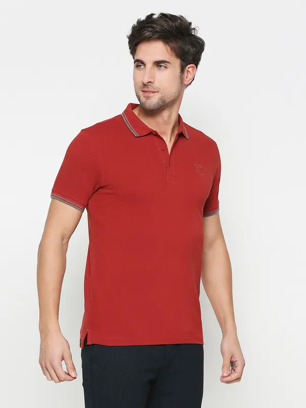 Being Human Regular Fit Men Polo Neck T-Shirts-Winery